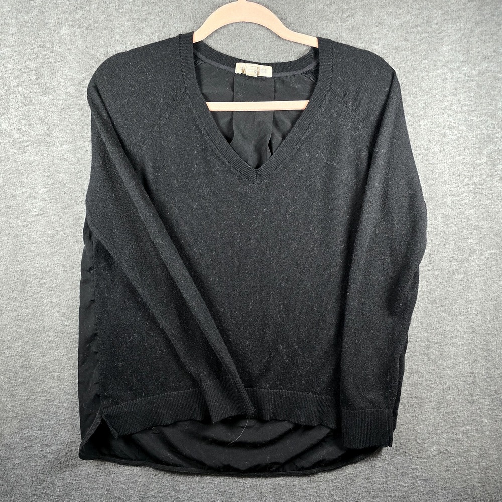 Banana Republic Hab Back V Neck‎ Sweater Women's Small Top Prep Black Pullover